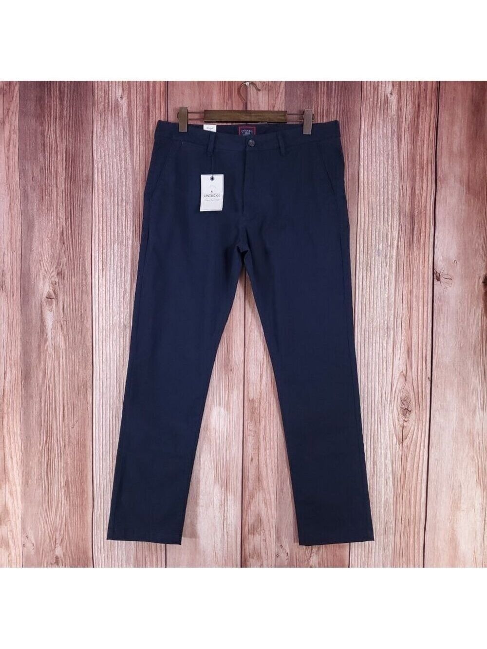 *FLAWS* NWT UNTUCKit Mens Size 35X32 St Clair Straight Leg Pants Navy Blue 40291